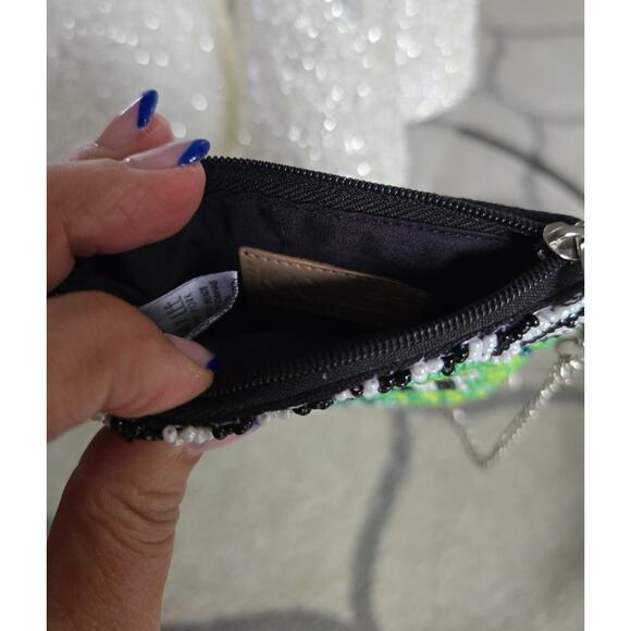 Kay Lee Glass Beaded Small Crossbody Bag Leaf Pattern New - Picture 4 of 6